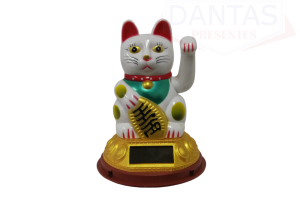 Ornamento decorativo gato da sorte branco 12cm - Dantas