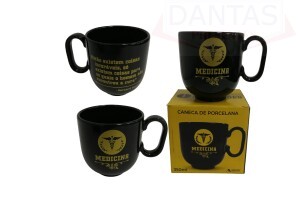 CANECA PORCELANA PRETA 350 ML MEDICINA