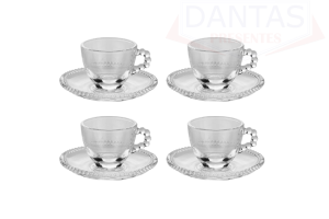 CJ 4 XICARAS CRISTAL DE CHUMBO P/CAFE C/PIRES PEARL 80ML