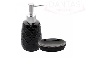 CJ 2 PECAS PARA BANHEIRO DE CERAMICA CLOVER PRETO