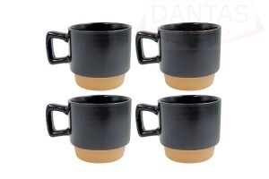 CJ 4 CANECAS CERÂMICA VERANO PRETO