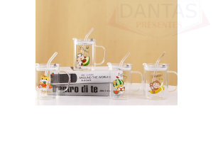 COPO DE VIDRO COM CANUDO 480ML