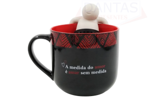 Caneca C/ Infusor 350ml Medida do Amor em Cerâmica - Zona Criativa