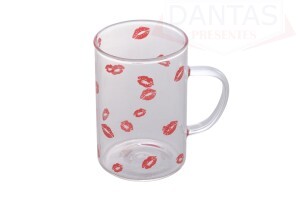 Caneca de Vidro Borossilicato Resistente ao Calor Kiss 280ml - Lyor
