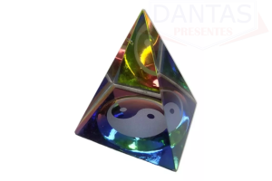 Enfeite de Vidro Pirâmide Yin Yang Colorida 3,5x4,5cm - Dantas