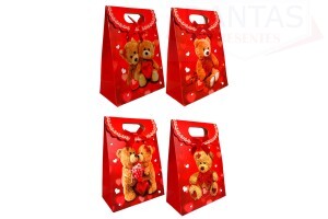 Sacola de Presente Urso 12 unidades 21cm - Dantas