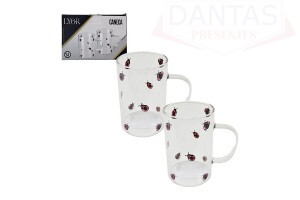 Conjunto 02 Caneca de Vidro Borossilicato Resistente a Calor Ladybug 280ml - Lyor